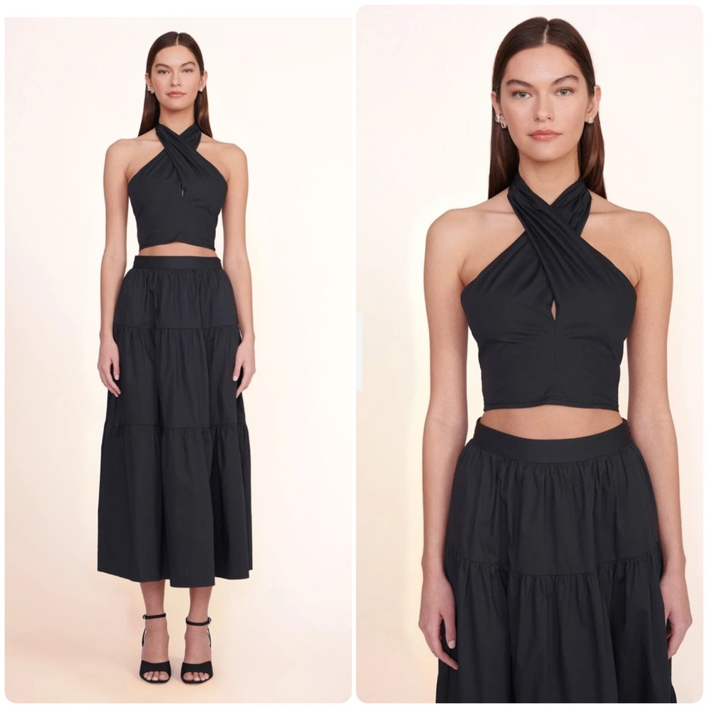 New! STAUD Sea Tiered Cotton Maxi Skirt in Black 🖤 sz 4 NWOT! - Picture 6 of 8